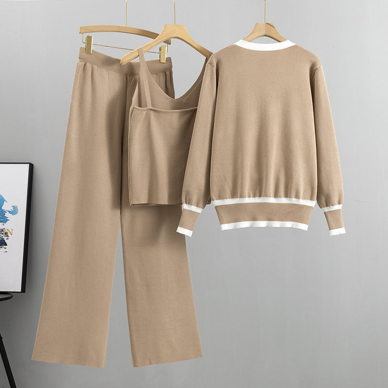 Stilla | Uanstrengt Elegant Strik Sæt Tre-delt Outfit Til Kvinder