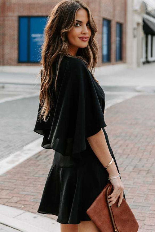 Stilla | Feminine Love Cape Kortærmet Wrap Mini Kjole Online nu