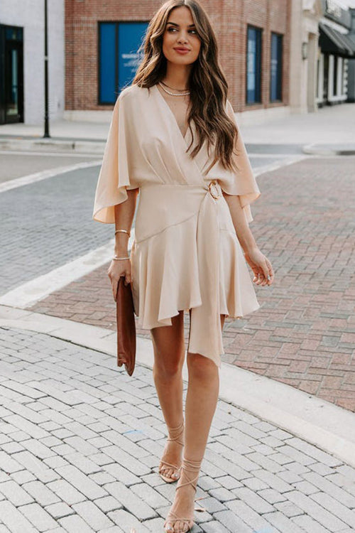Stilla | Feminine Love Cape Kortærmet Wrap Mini Kjole Online nu