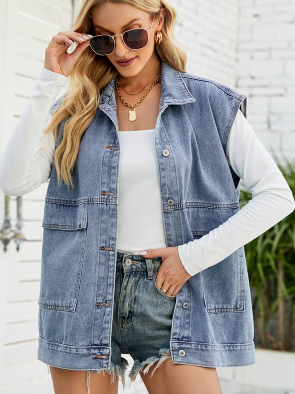 Stilla | Ny denimvest sommermode-trend denim uden ærmer vest Online Hot Salg