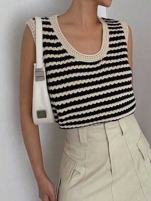 Stilla | Classy Stripe Hæklede Trøje Vest