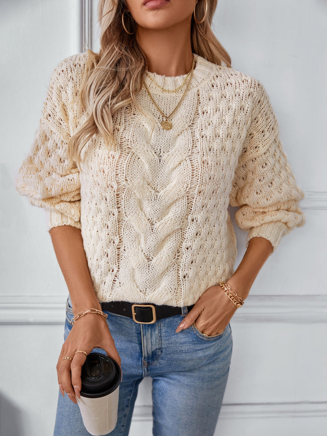 Stilla | Drejet Strikpullover Med Rund Hals