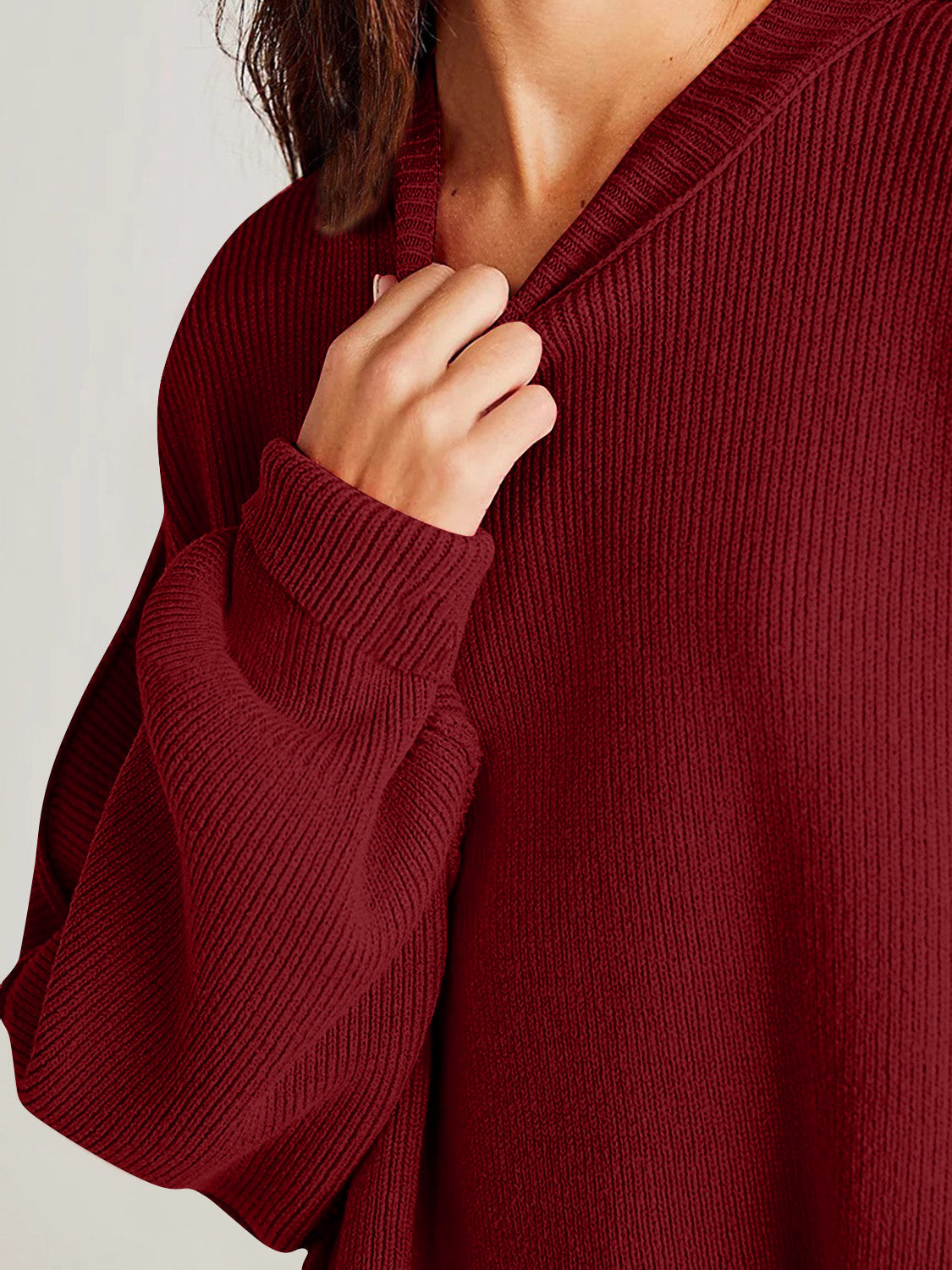 Stilla | Tag Side Slit Rund Hals Langærmet Sweater