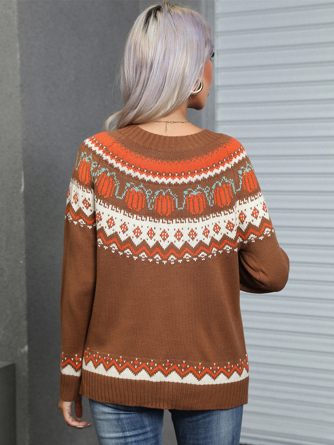 Stilla | Wings Geometrisk Rund Hals Langærmet Sweater