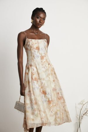 Stilla | Blomster Print Midi Kjole