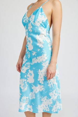 Stilla | Nakke Floral Kjole Med Åben Ryg