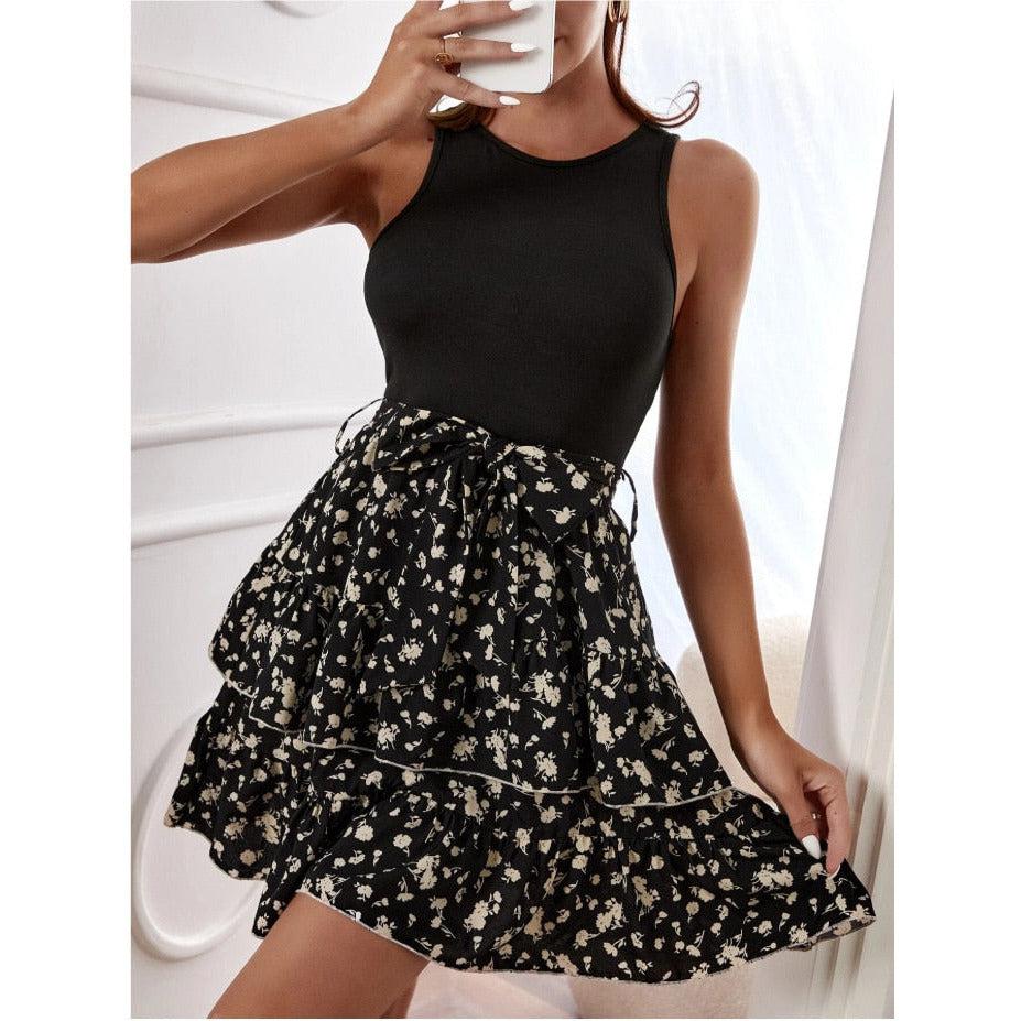 Stilla | Blomstret Kjole Elegant Sort