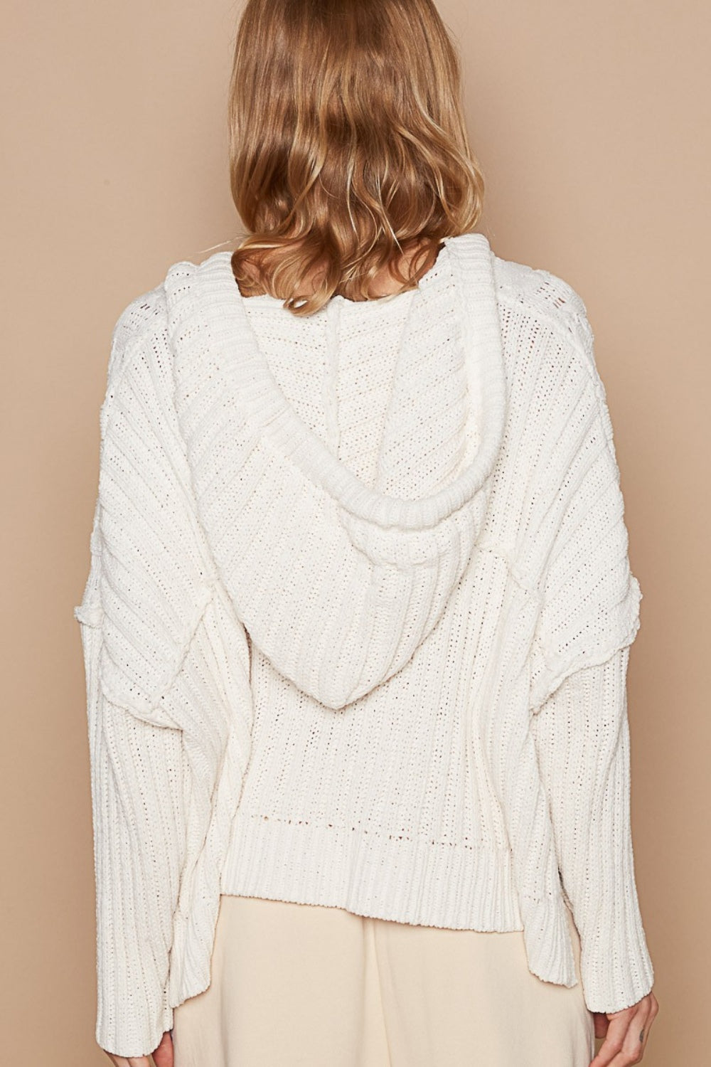 Stilla | Rib Væv Ærmer Hætte Kabel Strik Sweater Online nu