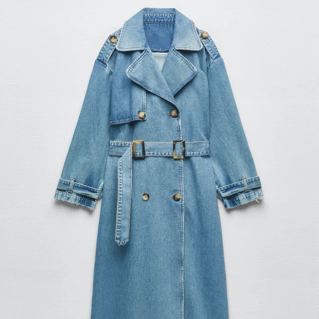 Stilla | Trenchcoat i Blødt og Varme Denim