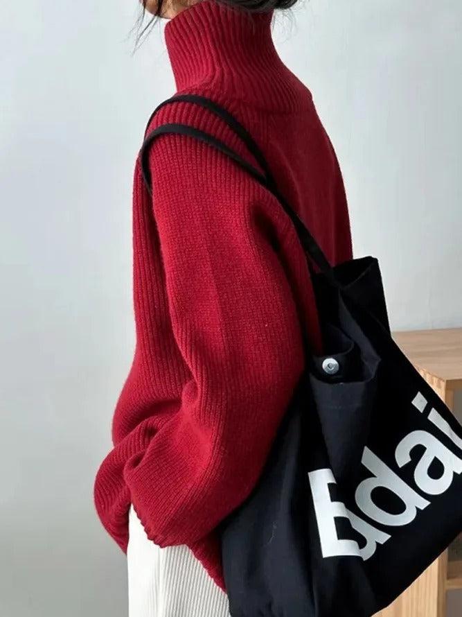 Stilla | Ensfarvet Rød Sweater Med Ståkrave Online