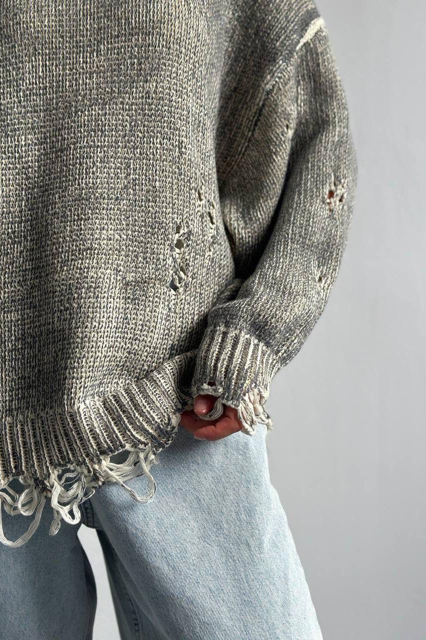 Stilla | Rund hals uld hul strik sweater Hot på udsalg
