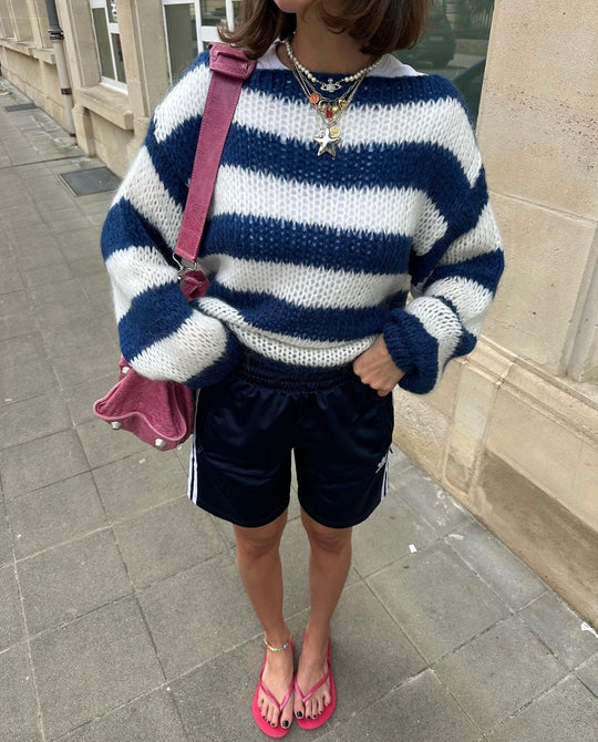 Stilla | Stribet Old Money Pullover