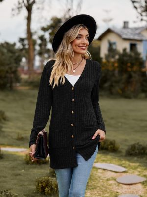 Stilla | Læder Cardigan Med Lange Ærmer Til Damer