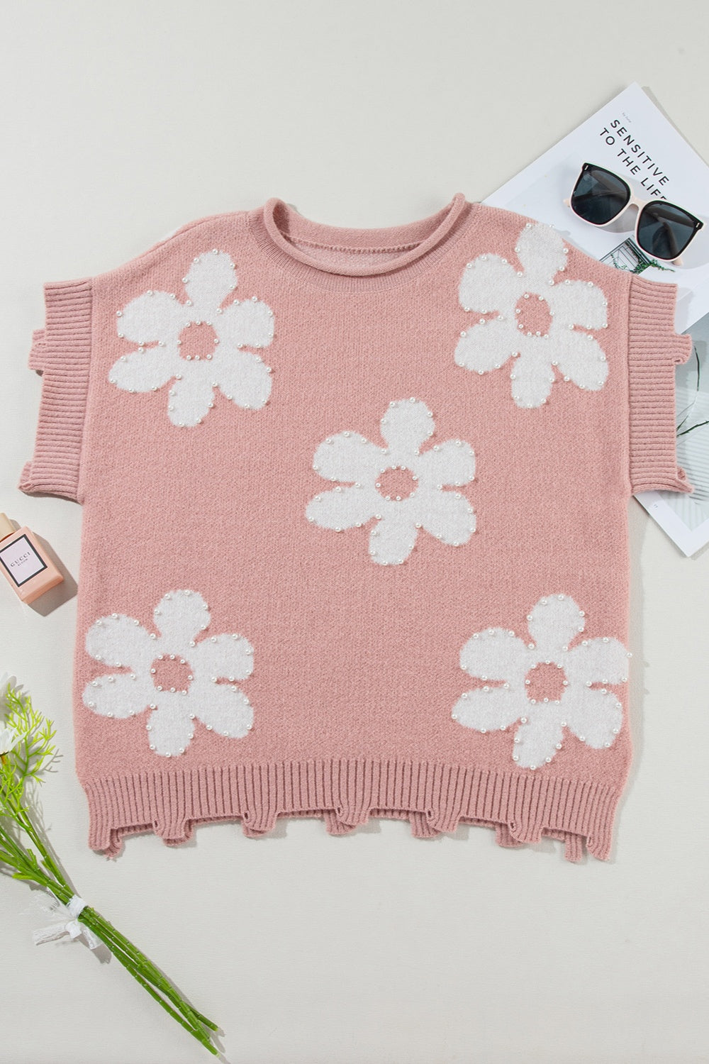 Stilla | Trim Rund Hals Korte Ærmer Sweater