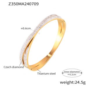 Stilla | Dobbeltlag Twin Titanium Stål Belagt 18k Ægte Guld Indlagt Armbånd