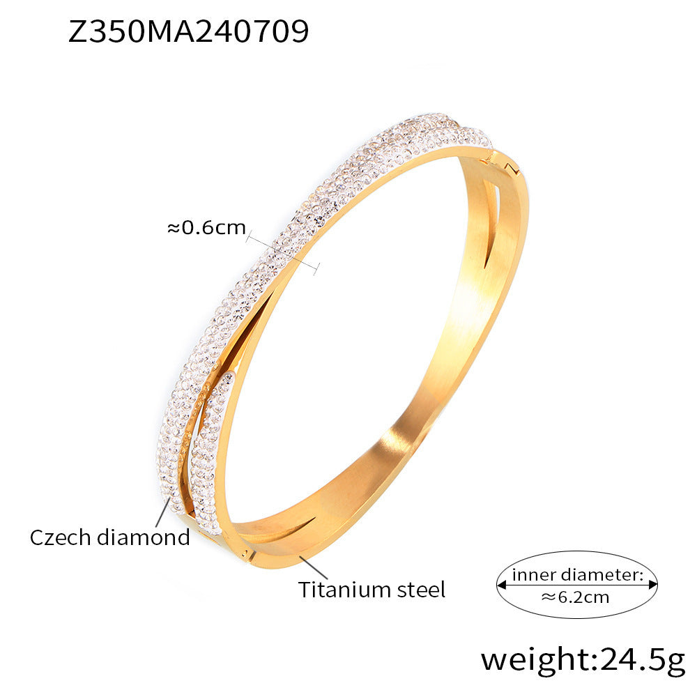 Stilla | Dobbeltlag Twin Titanium Stål Belagt 18k Ægte Guld Indlagt Armbånd