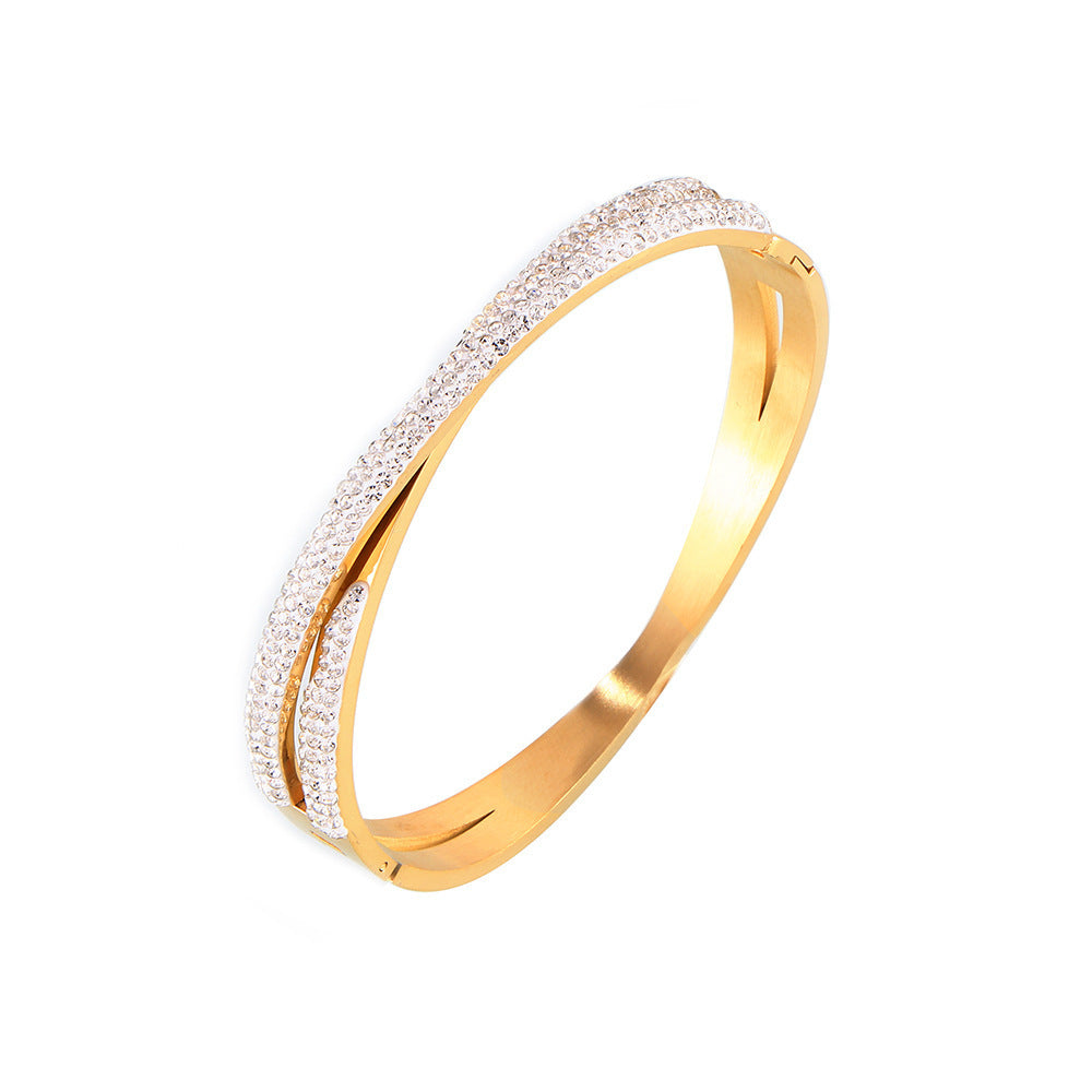 Stilla | Dobbeltlag Twin Titanium Stål Belagt 18k Ægte Guld Indlagt Armbånd
