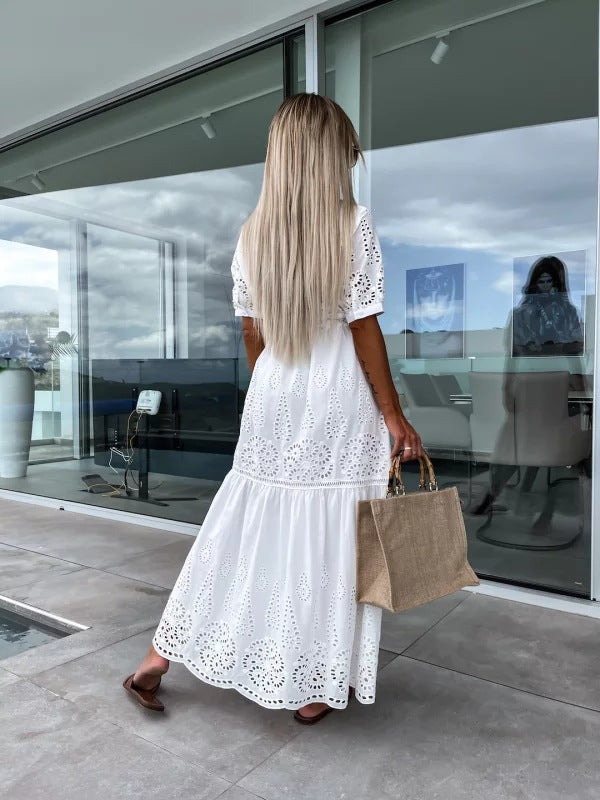 Stilla | Hvid Blondekjole Mabel Med Svævende Elegance Udsalg