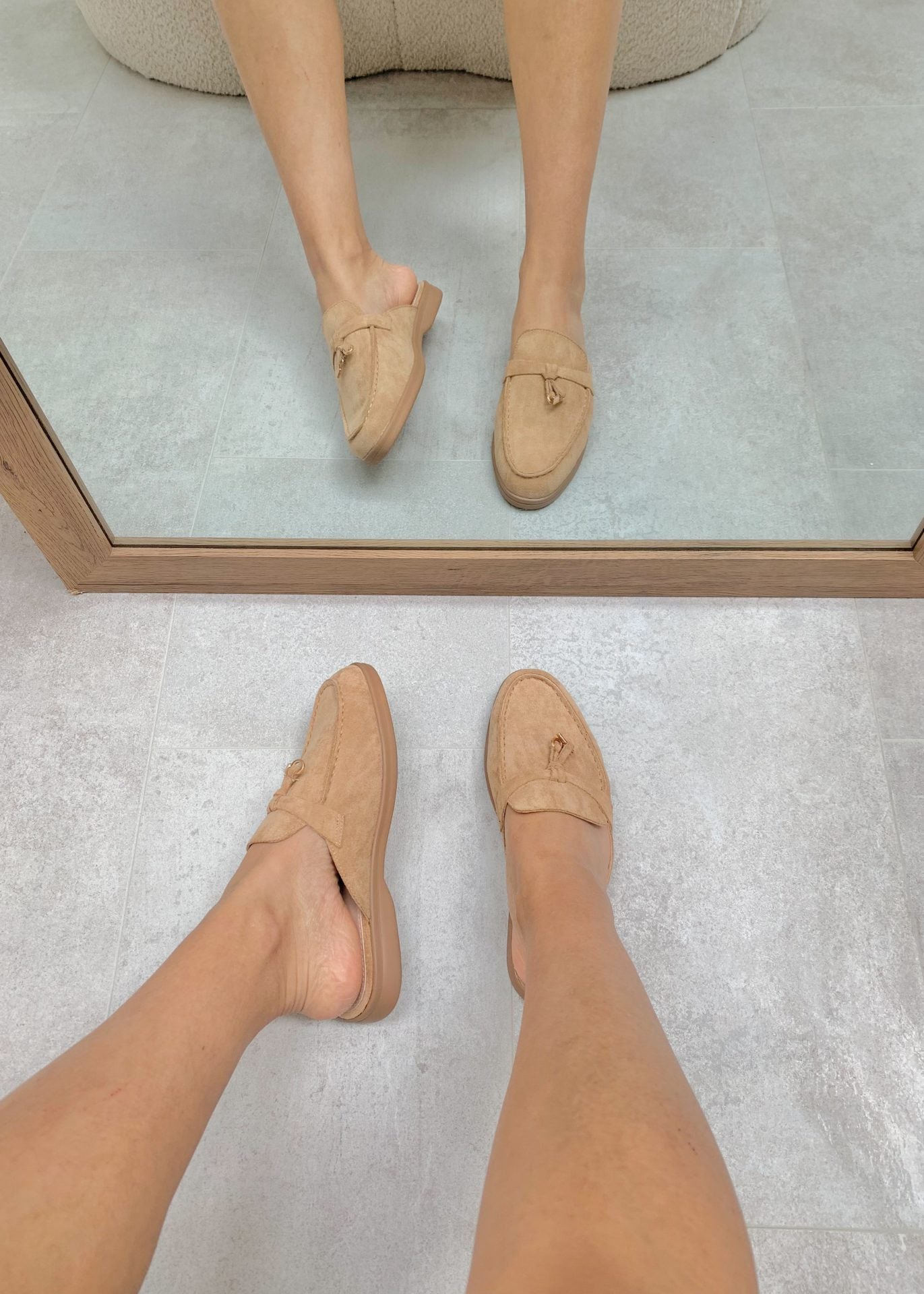 Stilla | Khaki Suede Sommer Hyttesko Med Frynsere