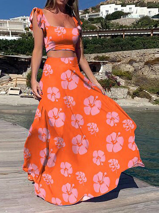 Stilla | Kvinders Sæt Boho Print Crop Top & Nederdel to Delet Sæt