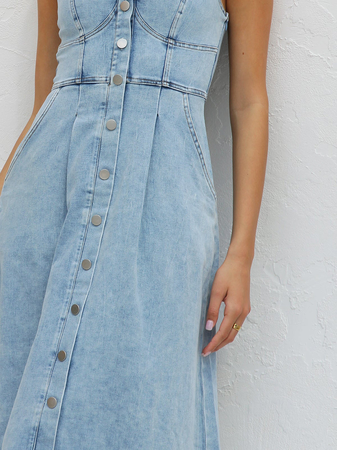 Stilla | Neck Wide Strap Denim Dress
