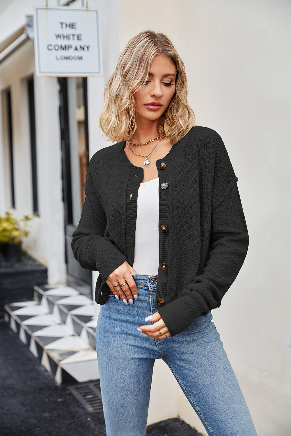 Stilla | Ned Exposed Seam Cardigan Online Hot Salg