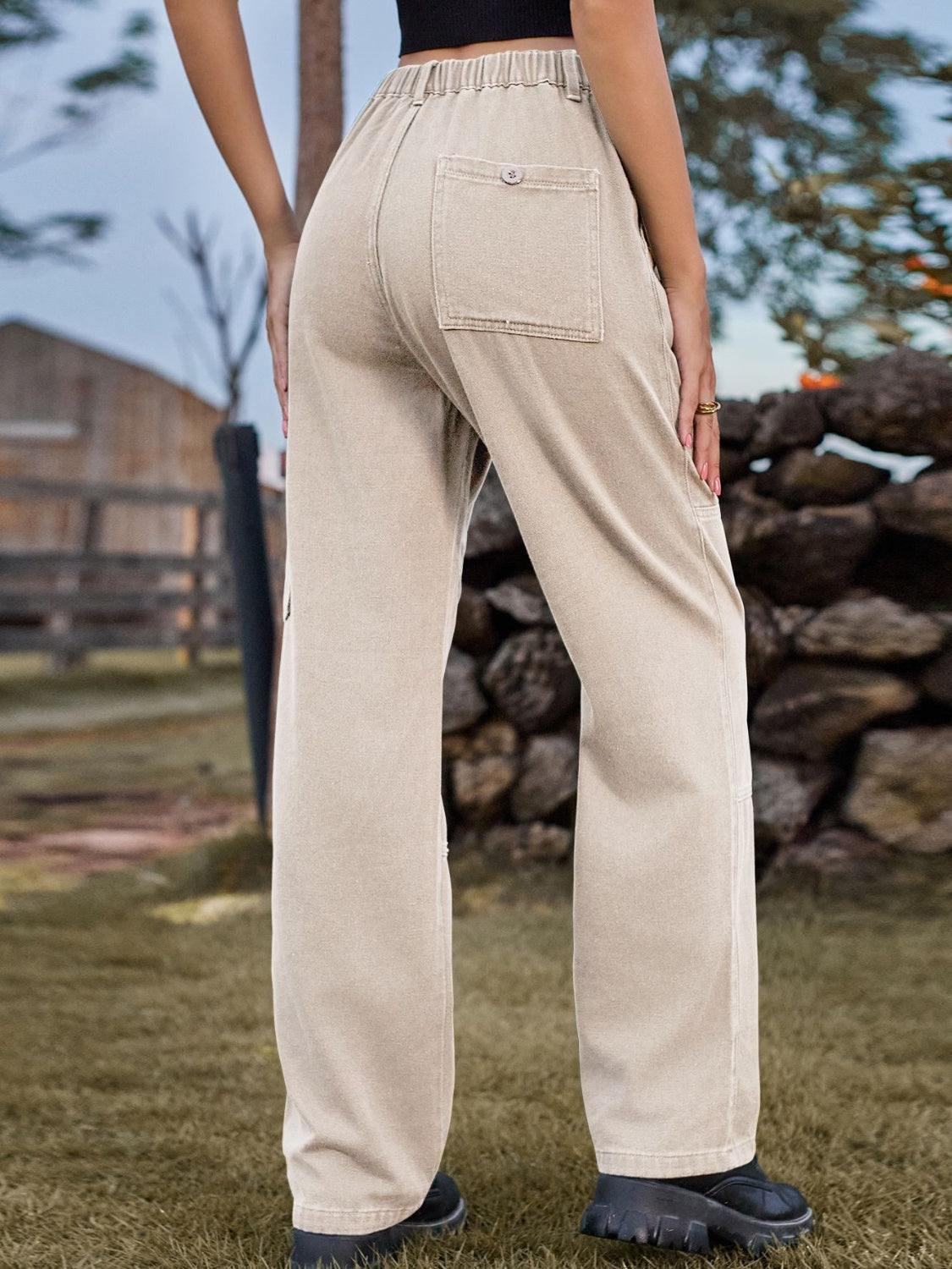 Stilla | Talje Cargo Straight Jeans
