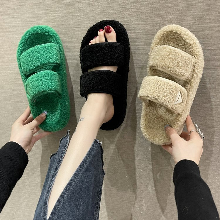 Stilla | Flad Plush Ensfarvet Velcro Sutsko