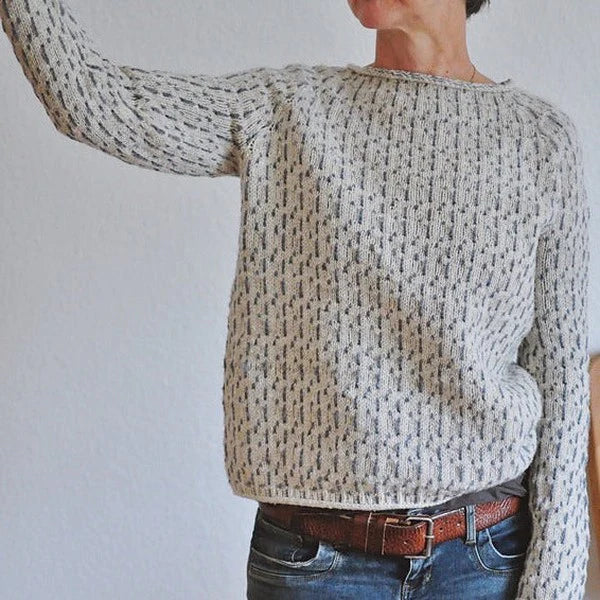 Stilla | Striksweater med Mønsterdetaljer Akryl & Bomuld Blød & Varm