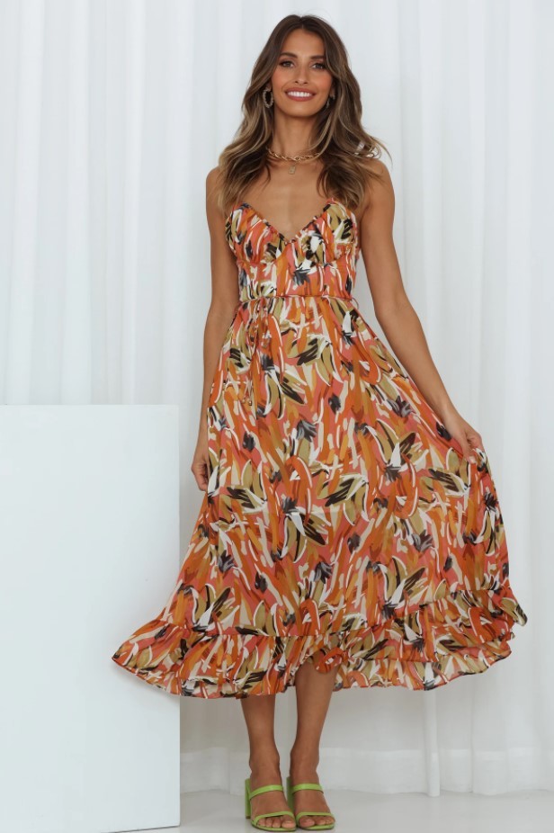 Stilla | Off Shoulder Boho Sling Print Kjole