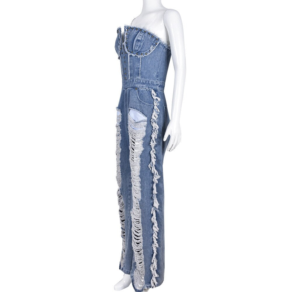 Stilla | Fuldfoldede Ben Kvaster Denim Jumpsuits