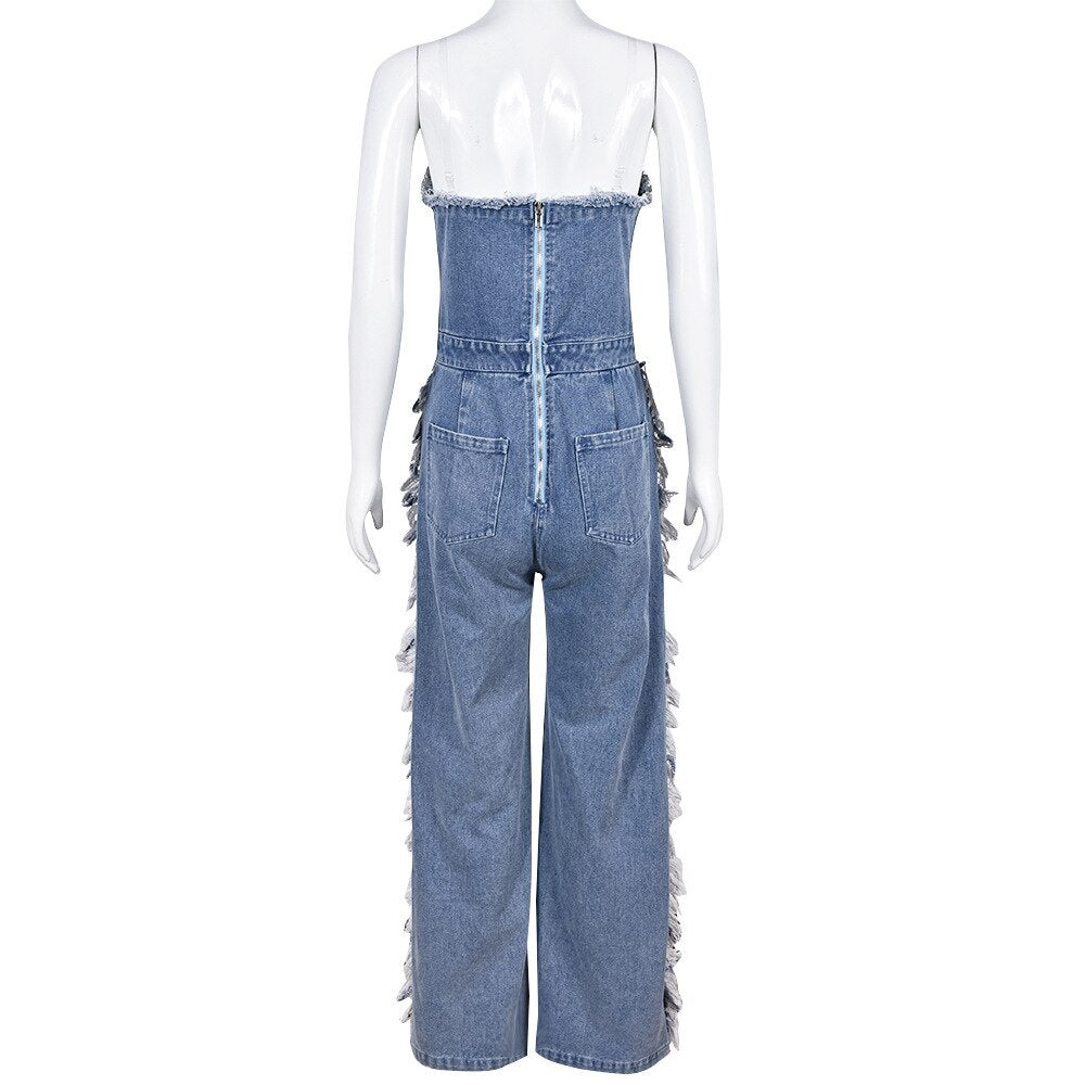 Stilla | Fuldfoldede Ben Kvaster Denim Jumpsuits