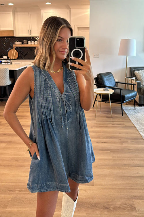 Stilla | Luck Og Love Lommer Denim Uden Ærmer Romper