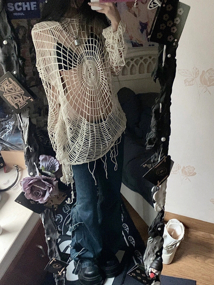 Stilla | Hættebluse Spider Lace Spice Girl Koreansk Dame Mode Online nu