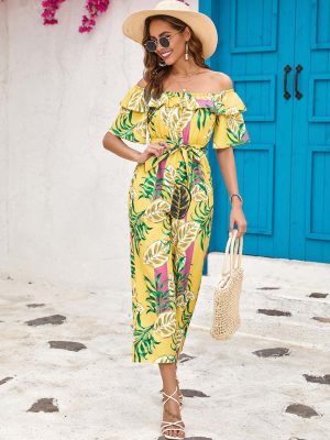 Stilla | Printet Gul Jumpsuit