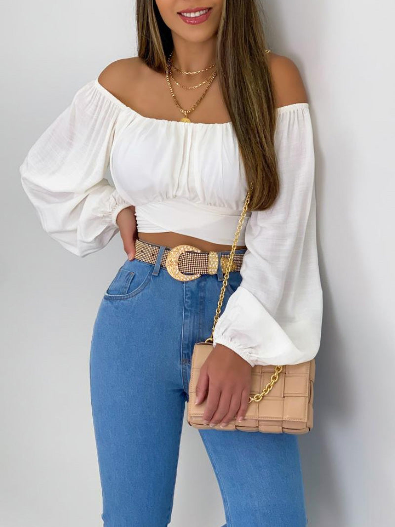 Stilla | Damebluser En Ord Krave Lang Ærme Crop Bluse Online nu