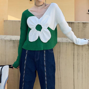 Stilla | Blomstret Sweater Med V-Udskæring Til Damer