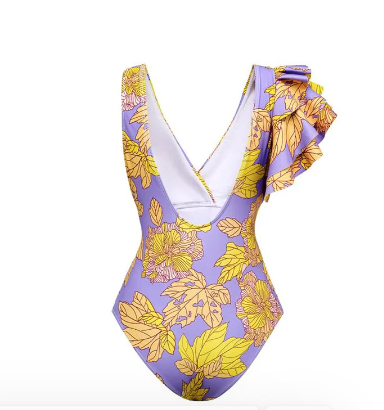 Stilla | Gul Blomster Badedragt Med Ruffles Rabat