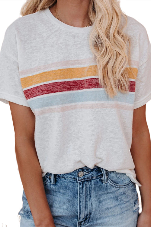 Stilla | Tee for You Hvid Stribet Korte Ærme Tee